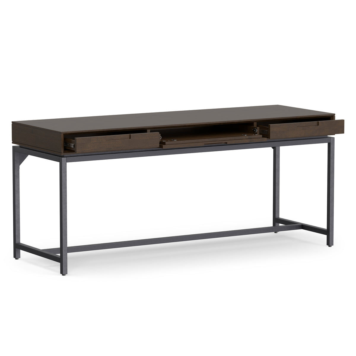 Deep Walnut Brown Rubberwood | Banting Mid Century Wide Desk in Rubberwood