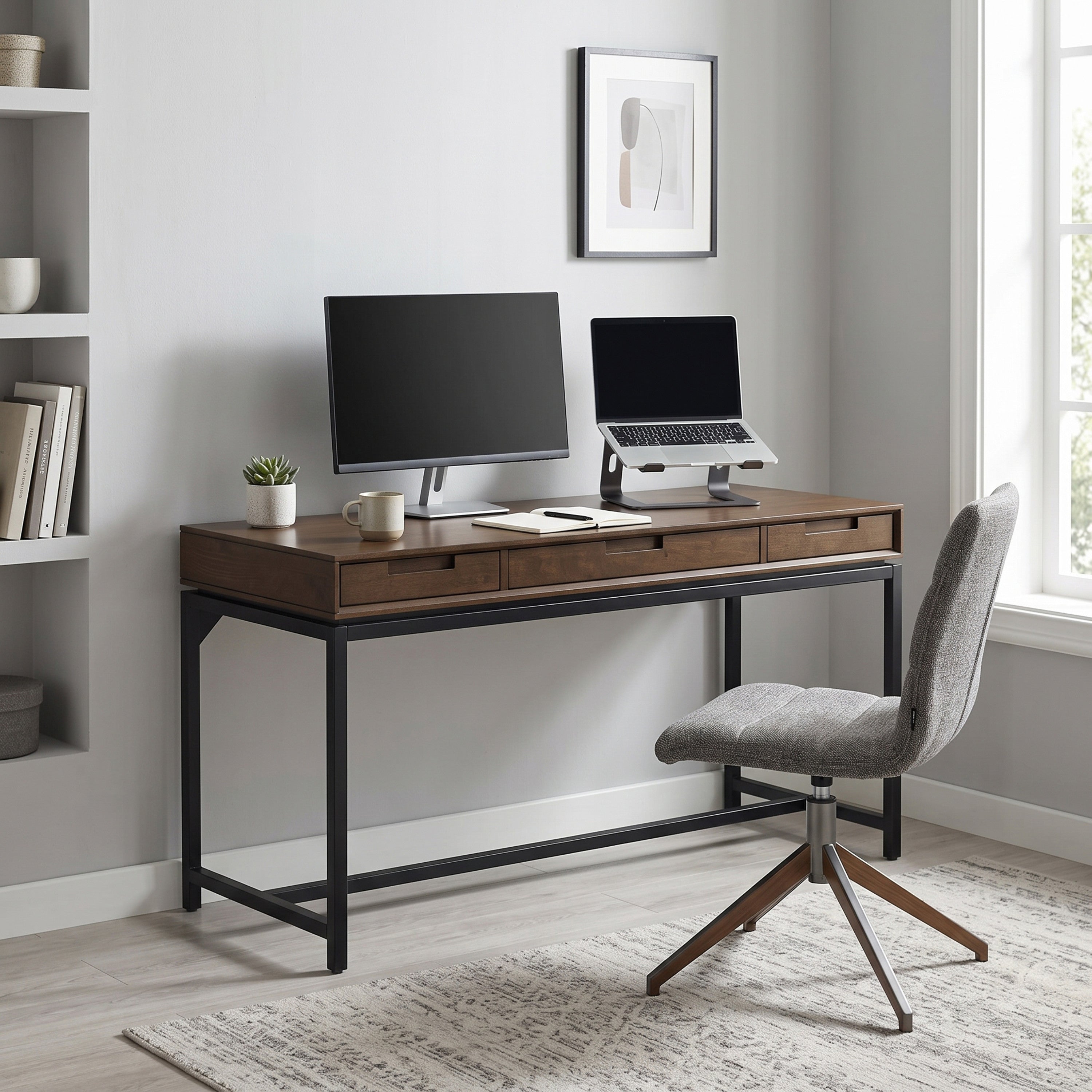 Solid Acacia Mid Century Desk | Banting Mid Century Desk – Simpli Home