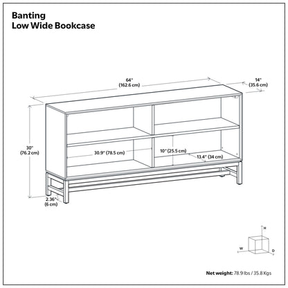 Walnut Brown | Banting Low Wide Bookcase
