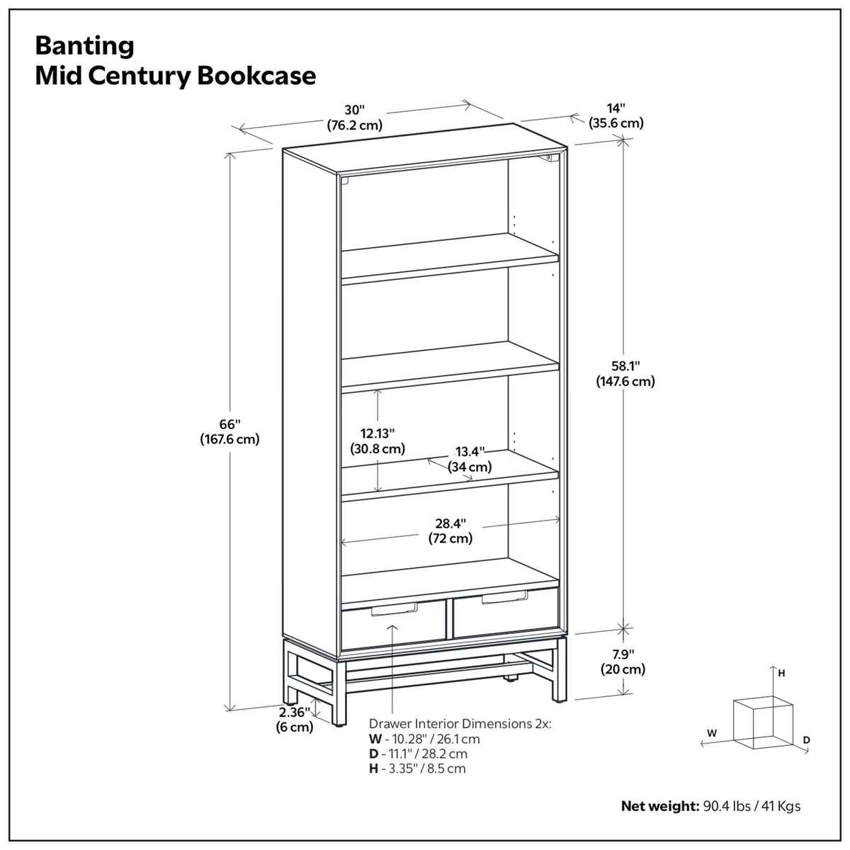 Walnut Brown Rubberwood | Banting Bookcase in Rubberwood