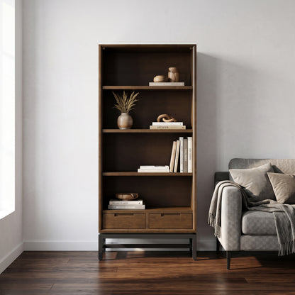 Walnut Brown Rubberwood | Banting Bookcase in Rubberwood
