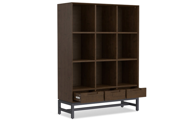 Walnut Brown | Banting 9 Cube Bookcase with Drawers