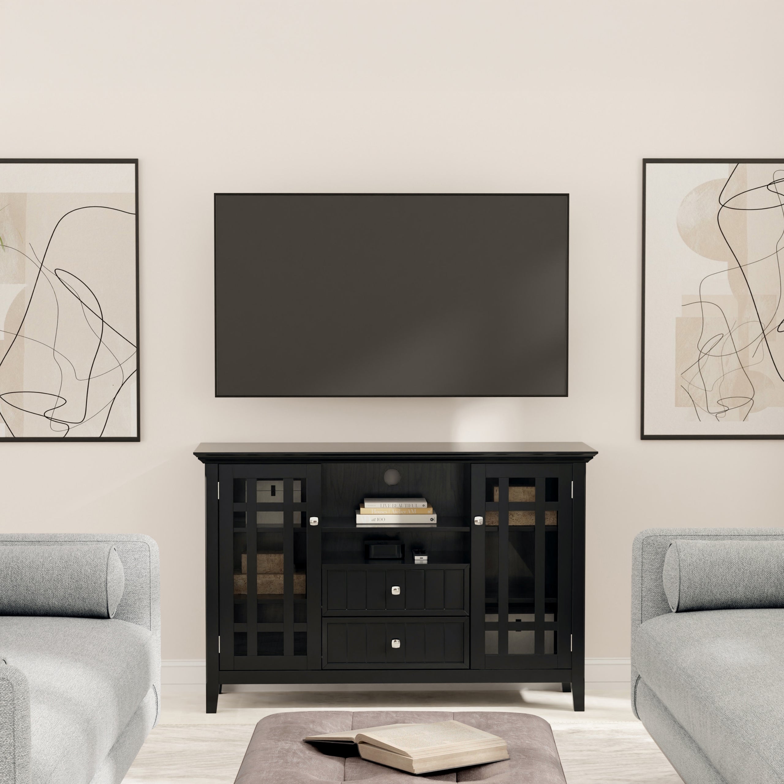 Black Solid Wood - Pine | Bedford Tall TV Stand