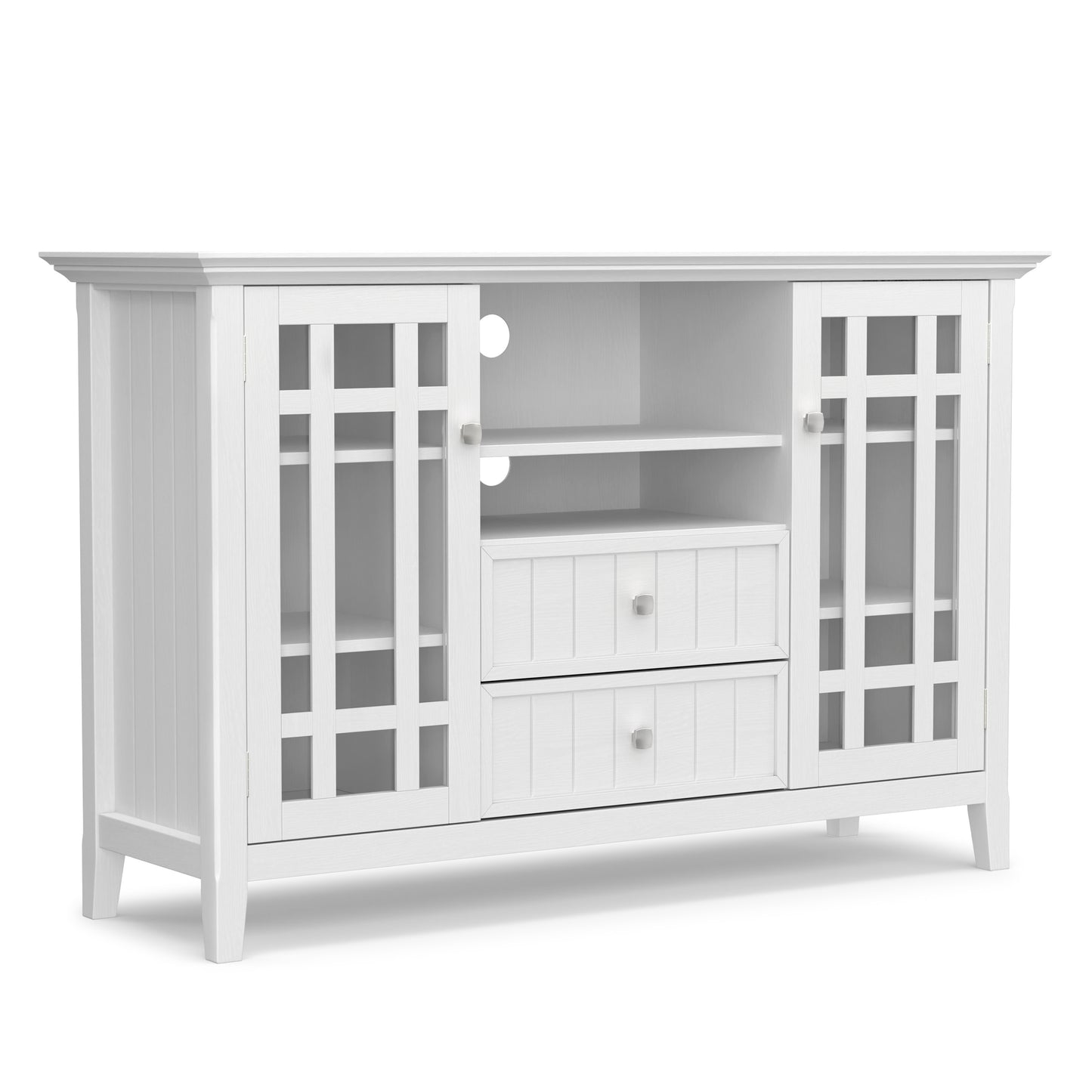 White Solid Wood - Pine | Bedford Tall TV Stand