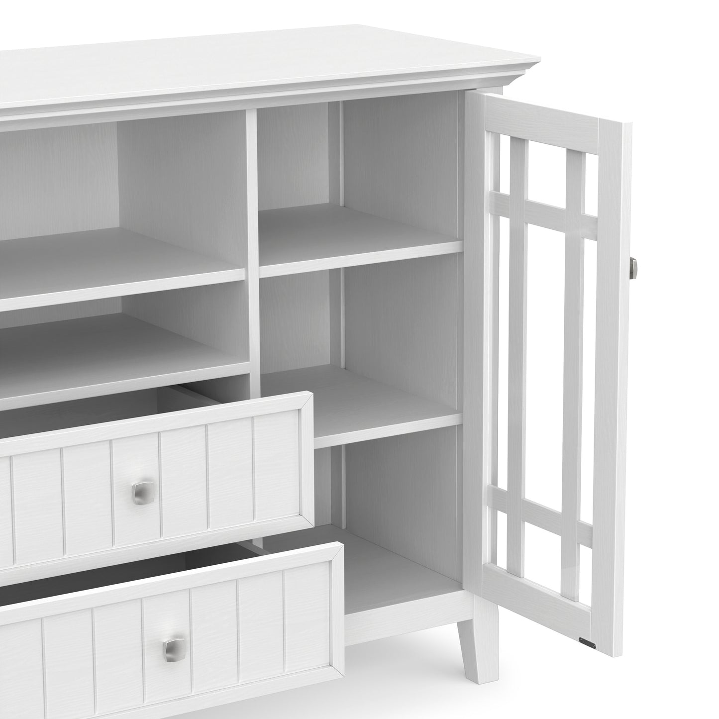 White Solid Wood - Pine | Bedford Tall TV Stand