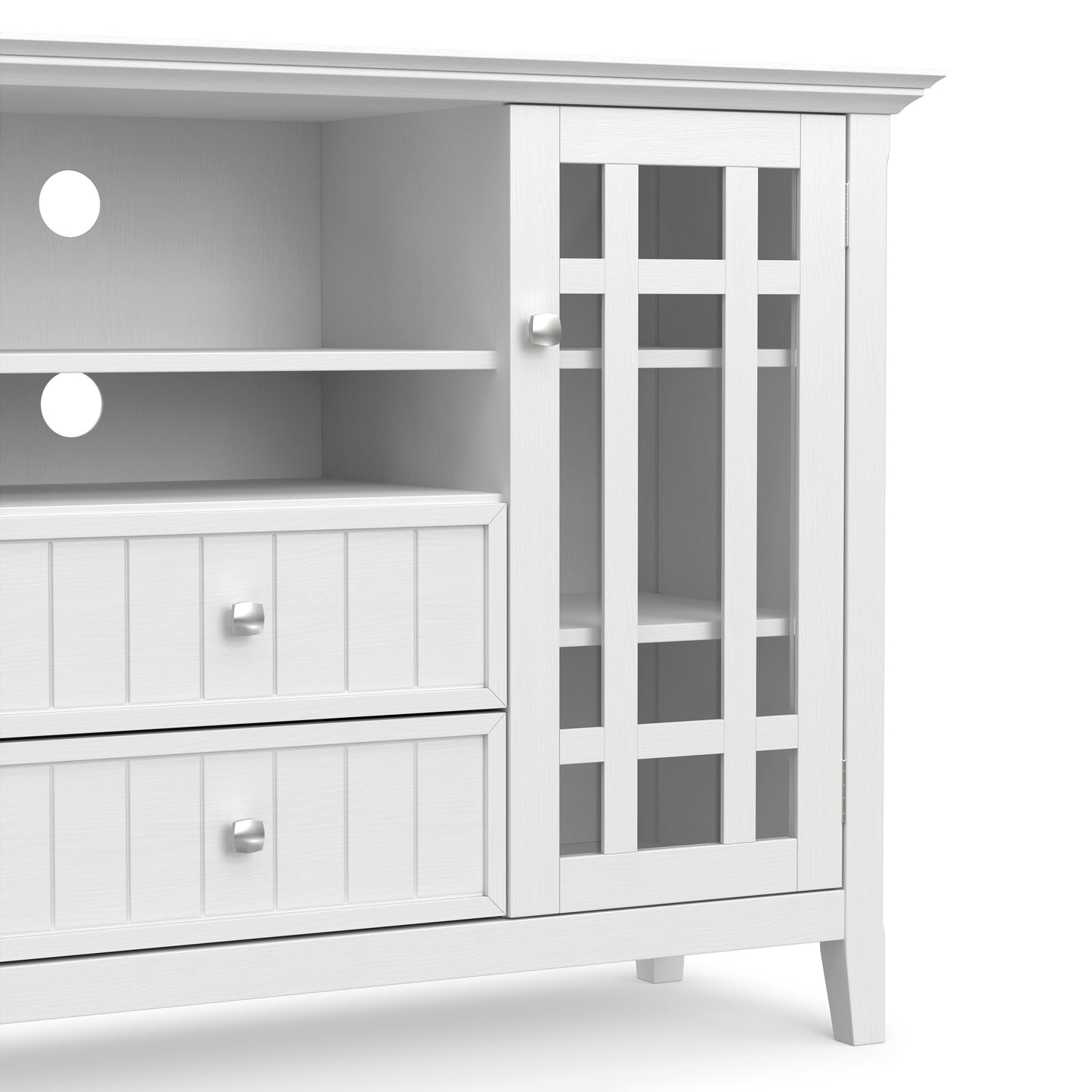 White Solid Wood - Pine | Bedford Tall TV Stand