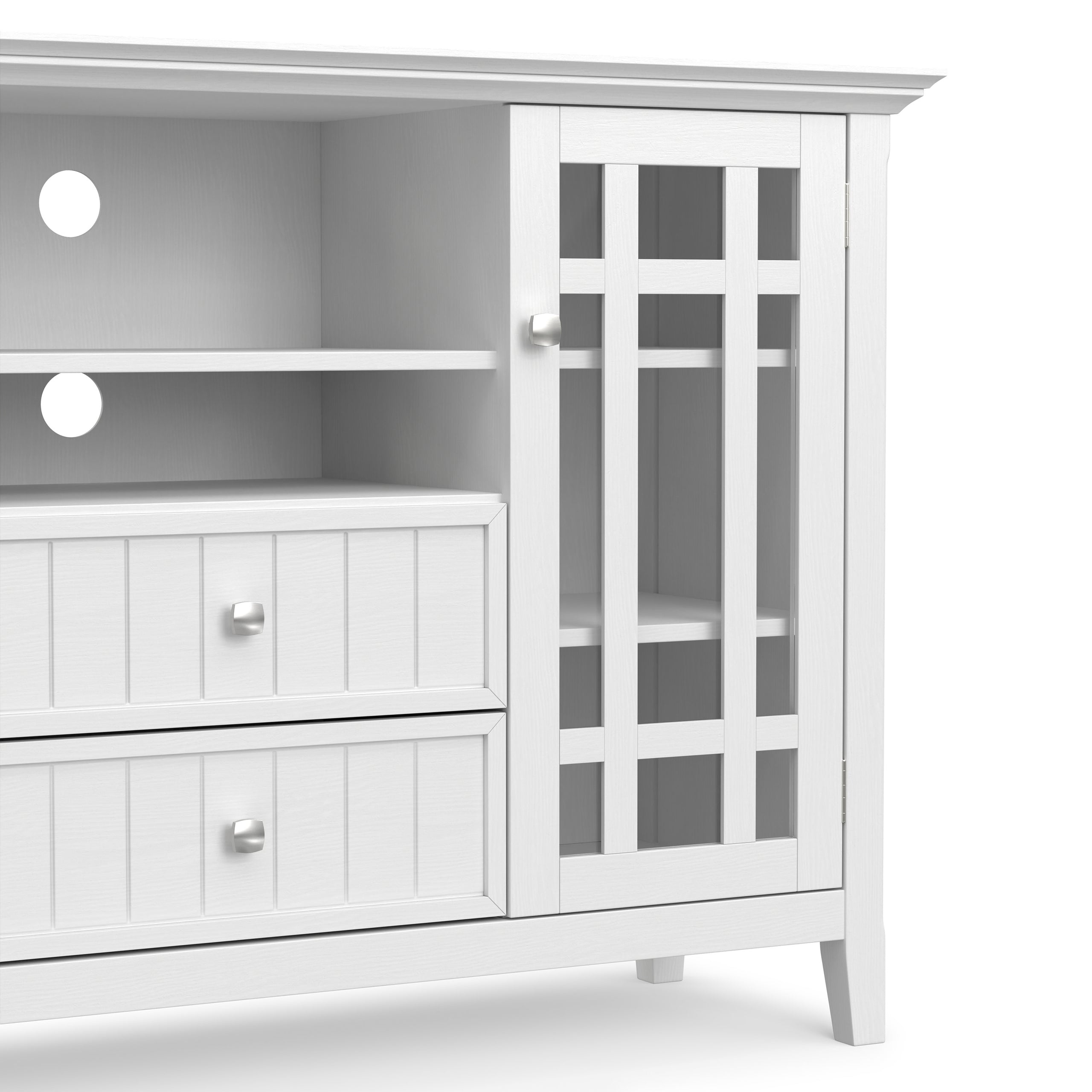 White Solid Wood - Pine | Bedford Tall TV Stand