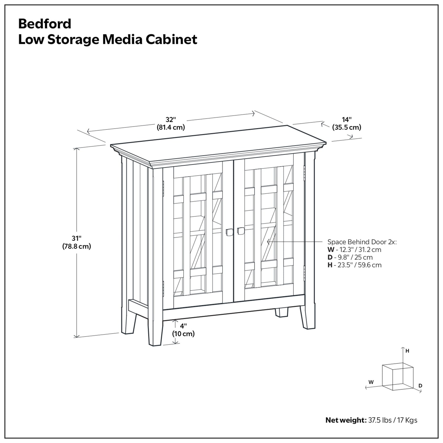 Light Golden Brown | Bedford Low Storage Media Cabinet