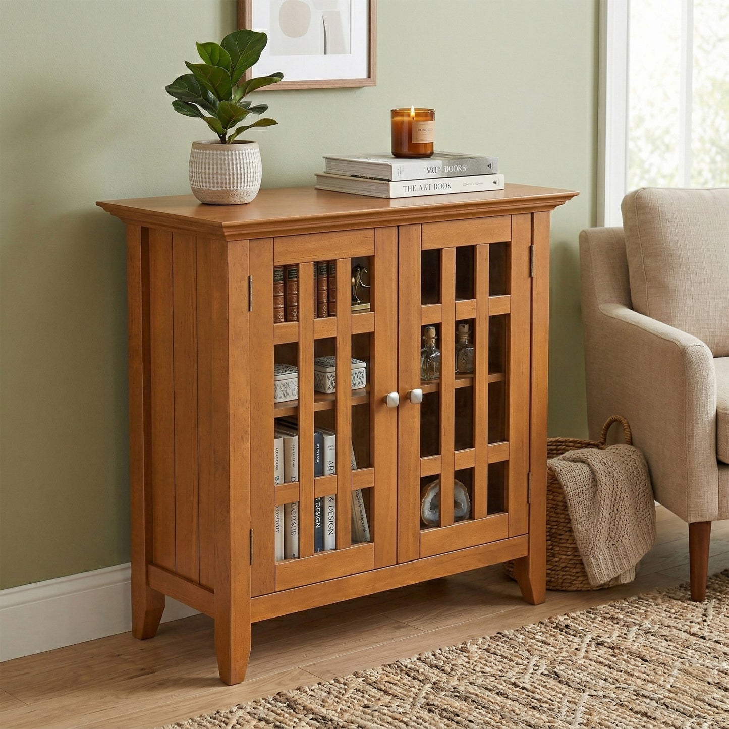 Light Golden Brown | Bedford Low Storage Media Cabinet