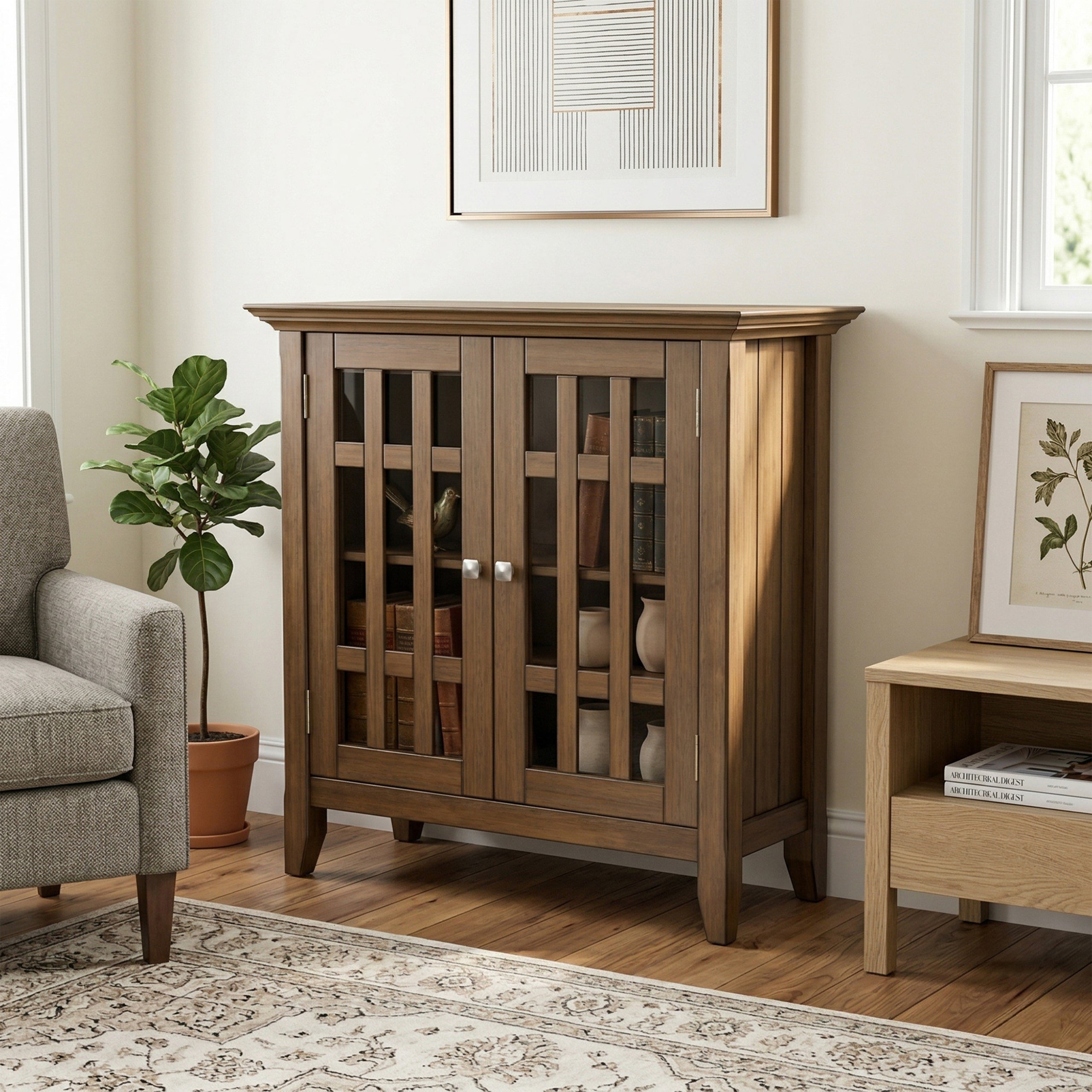 Rustic Natural Aged Brown | Bedford Low Storage Media Cabinet
