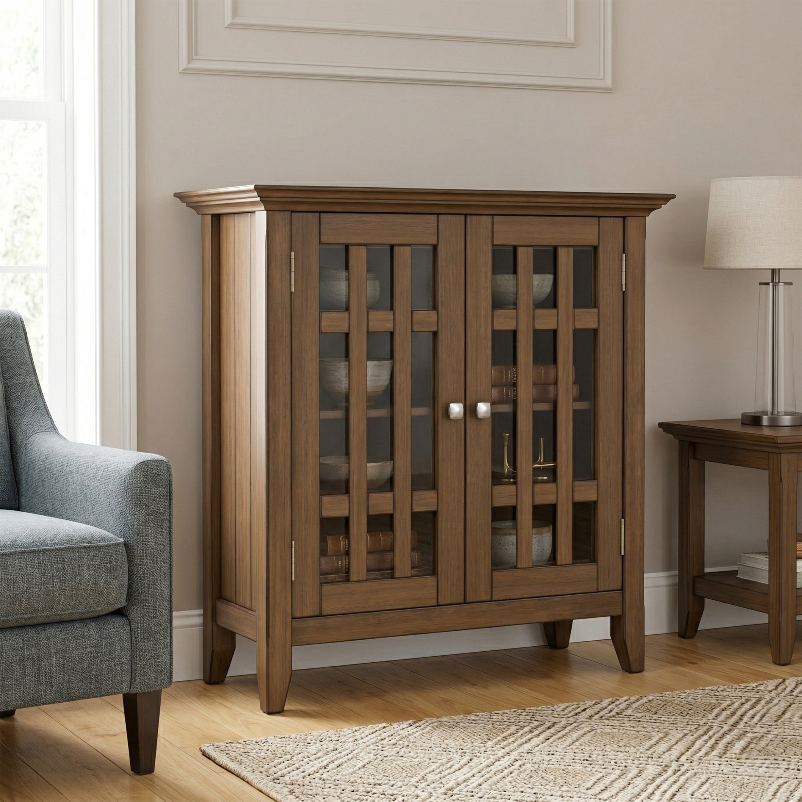 Rustic Natural Aged Brown | Bedford Low Storage Media Cabinet