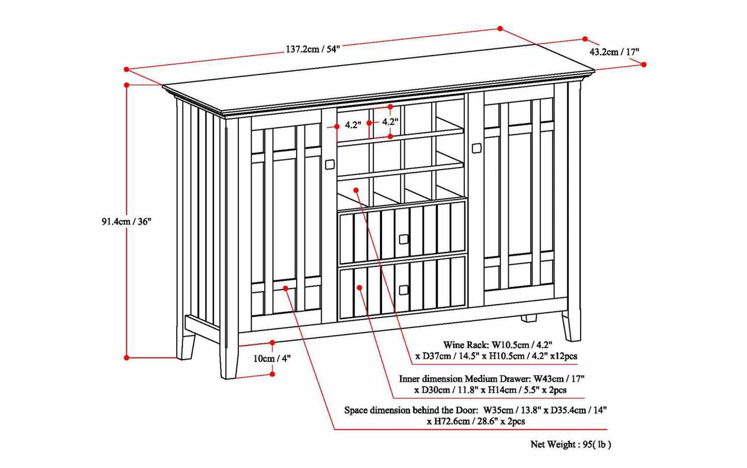 Distressed Grey | Bedford Sideboard Buffet & Winerack