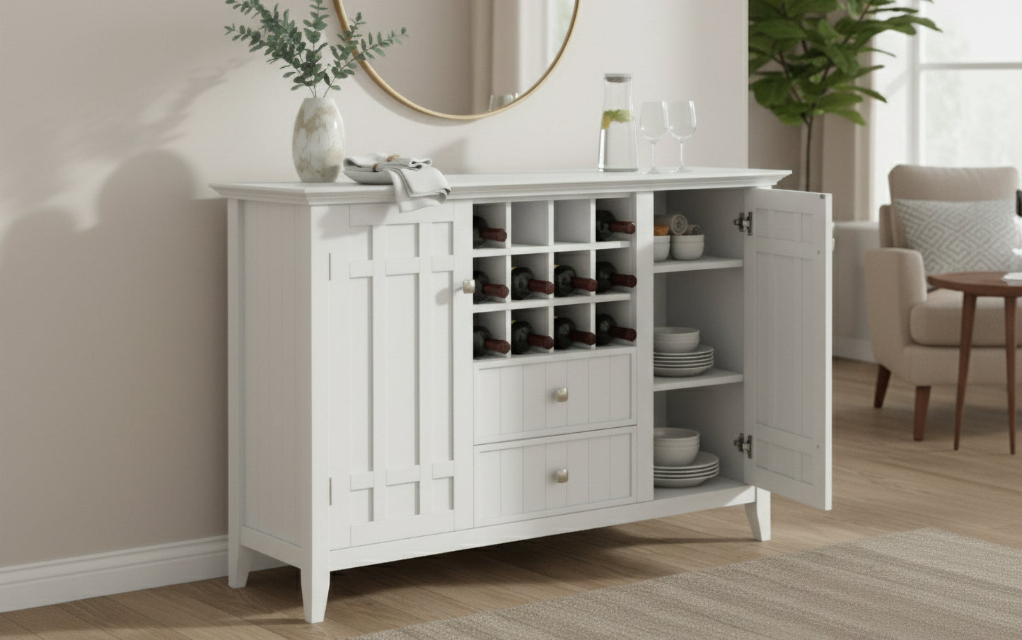 White | Bedford Sideboard Buffet & Winerack