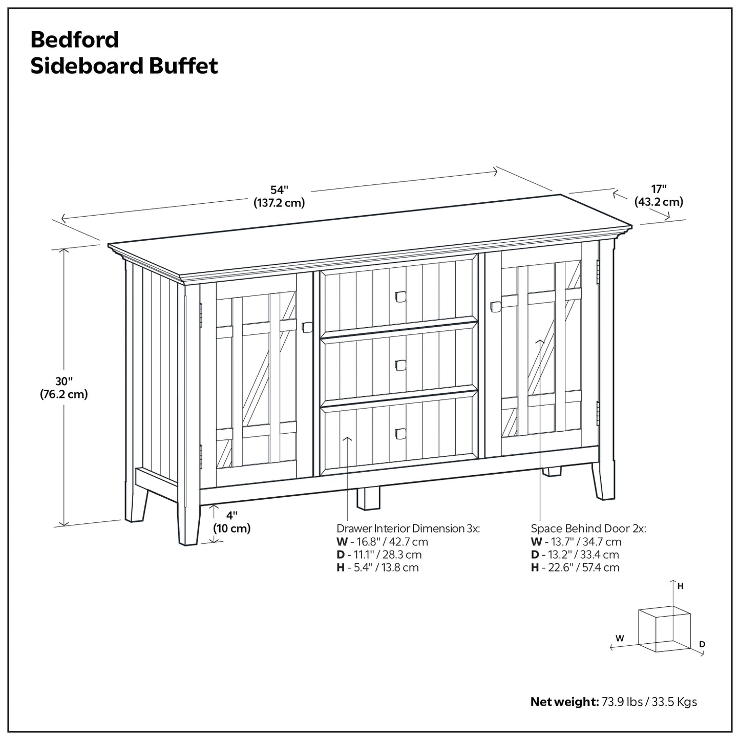 Brunette Brown | Bedford Sideboard Buffet
