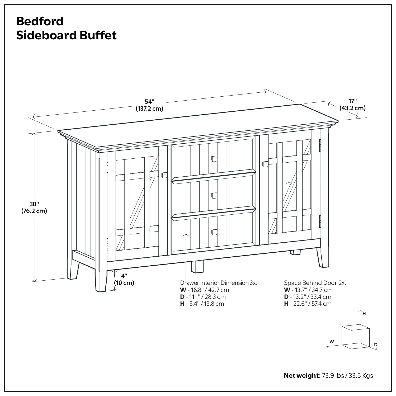 Brunette Brown | Bedford Sideboard Buffet