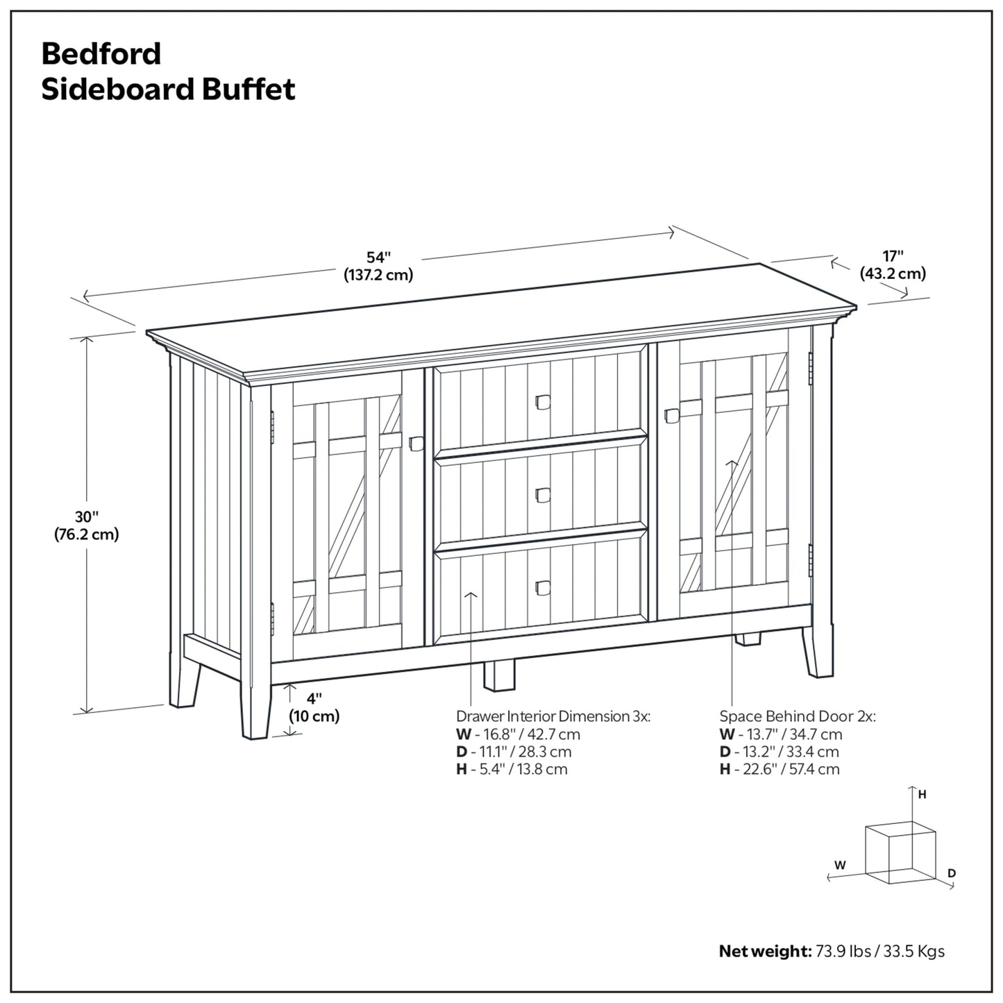 White | Bedford Sideboard Buffet