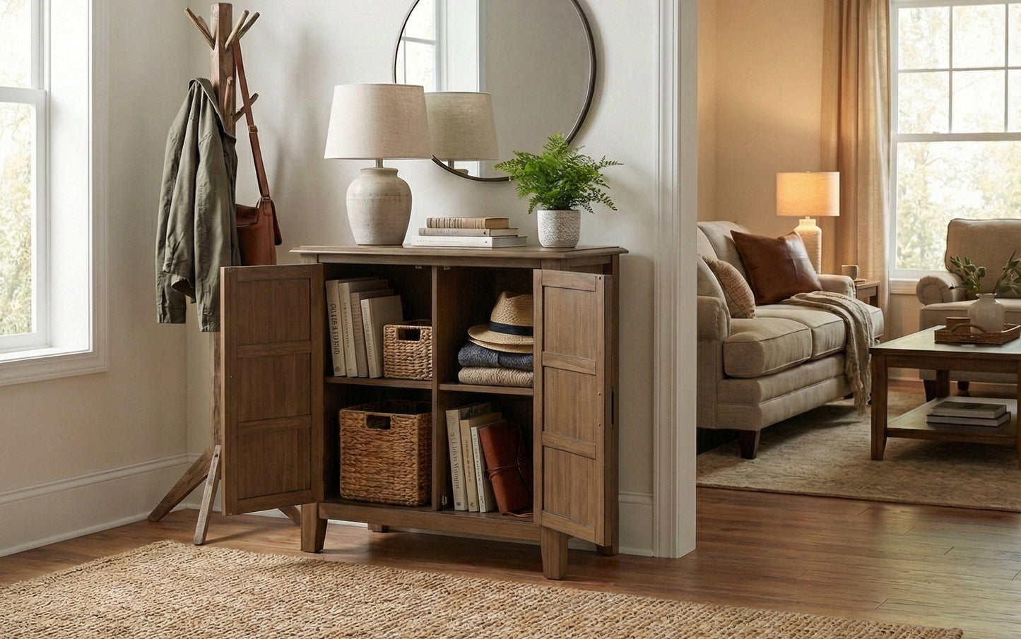 Rustic Natural Aged Brown | Burlington Low Storage Cabinet