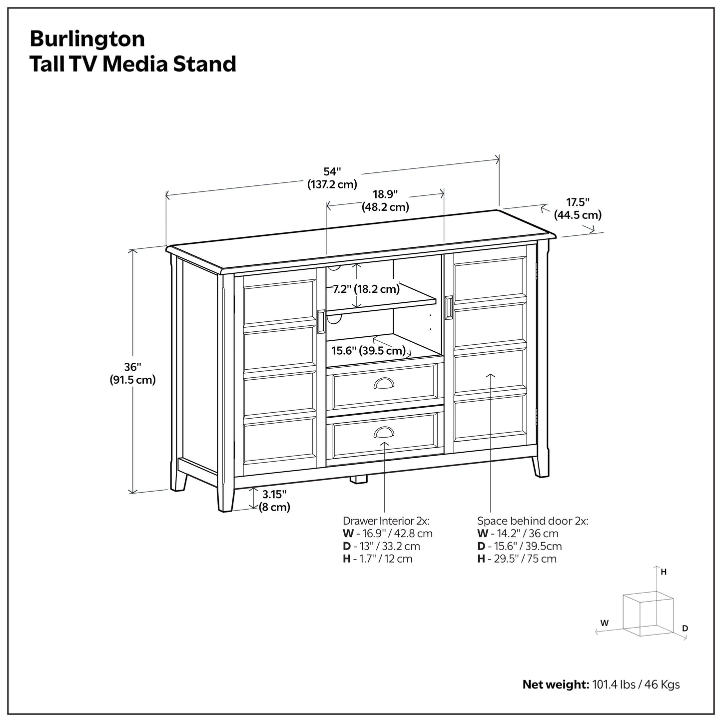 Rustic Natural Aged Brown | Burlington Tall TV Stand