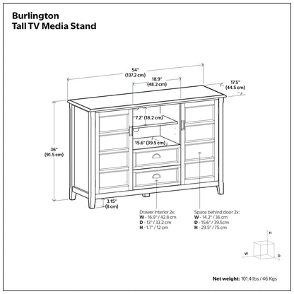 Rustic Natural Aged Brown | Burlington Tall TV Stand