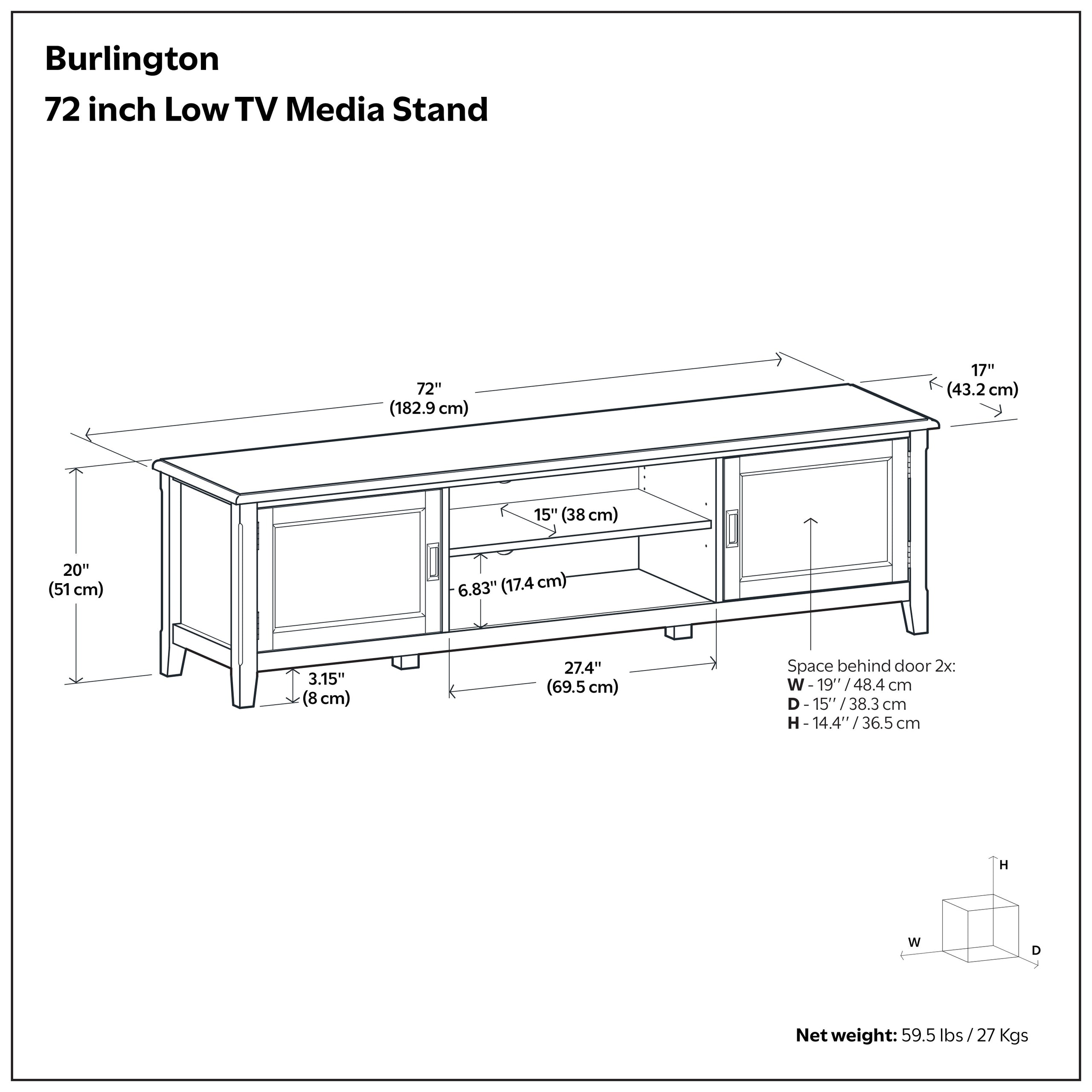 Mahogany Brown | Burlington 72 inch Low TV Media Stand