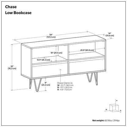 Chase Low Bookcase in Acacia