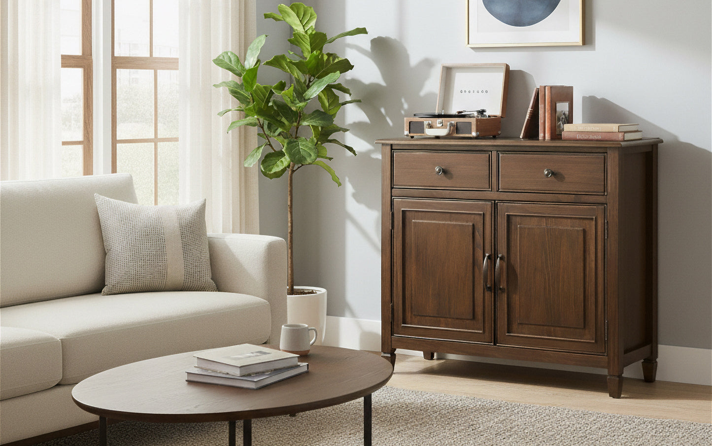 Rustic Natural Aged Brown | Connaught Entryway Storage Cabinet