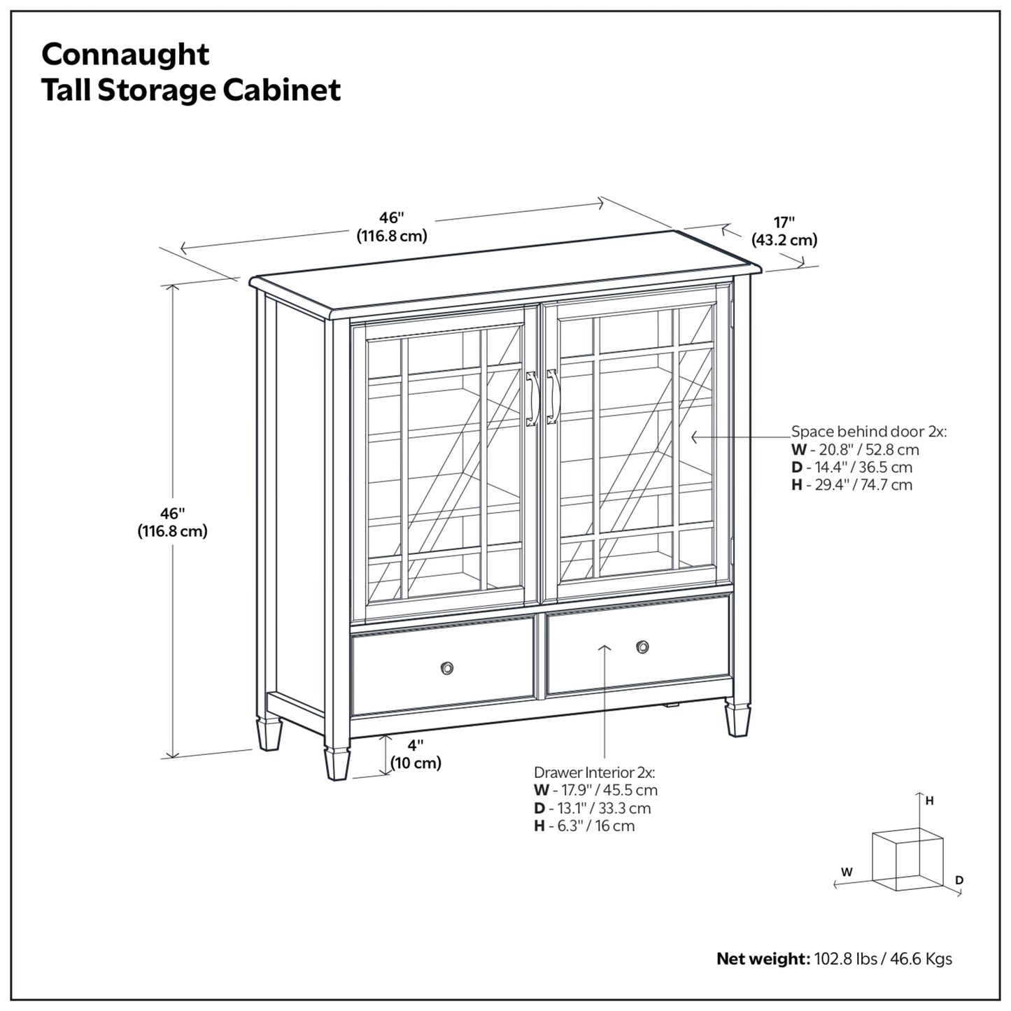 Antique White Solid Wood - Pine | Connaught Tall Storage Cabinet