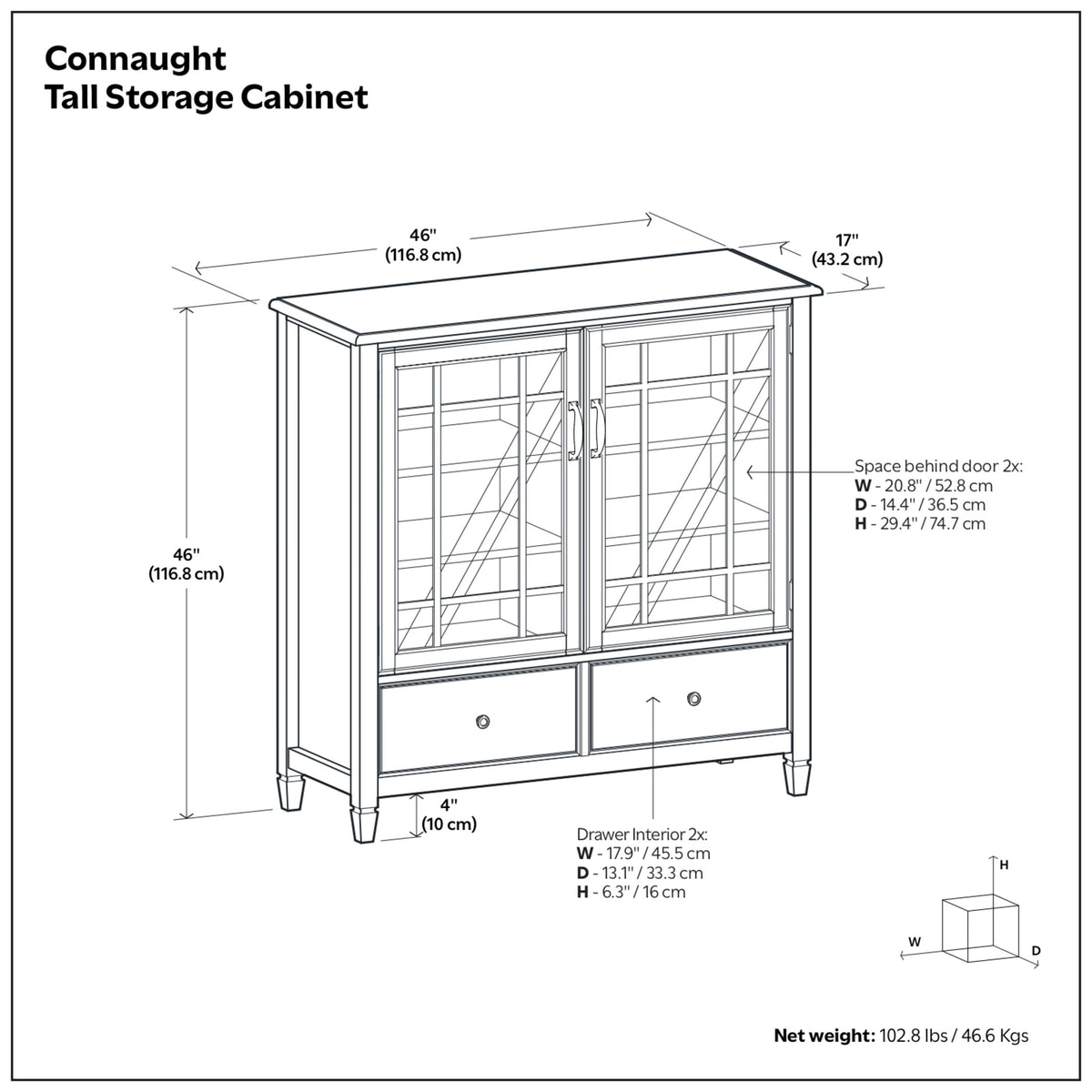 Antique White Solid Wood - Pine | Connaught Tall Storage Cabinet