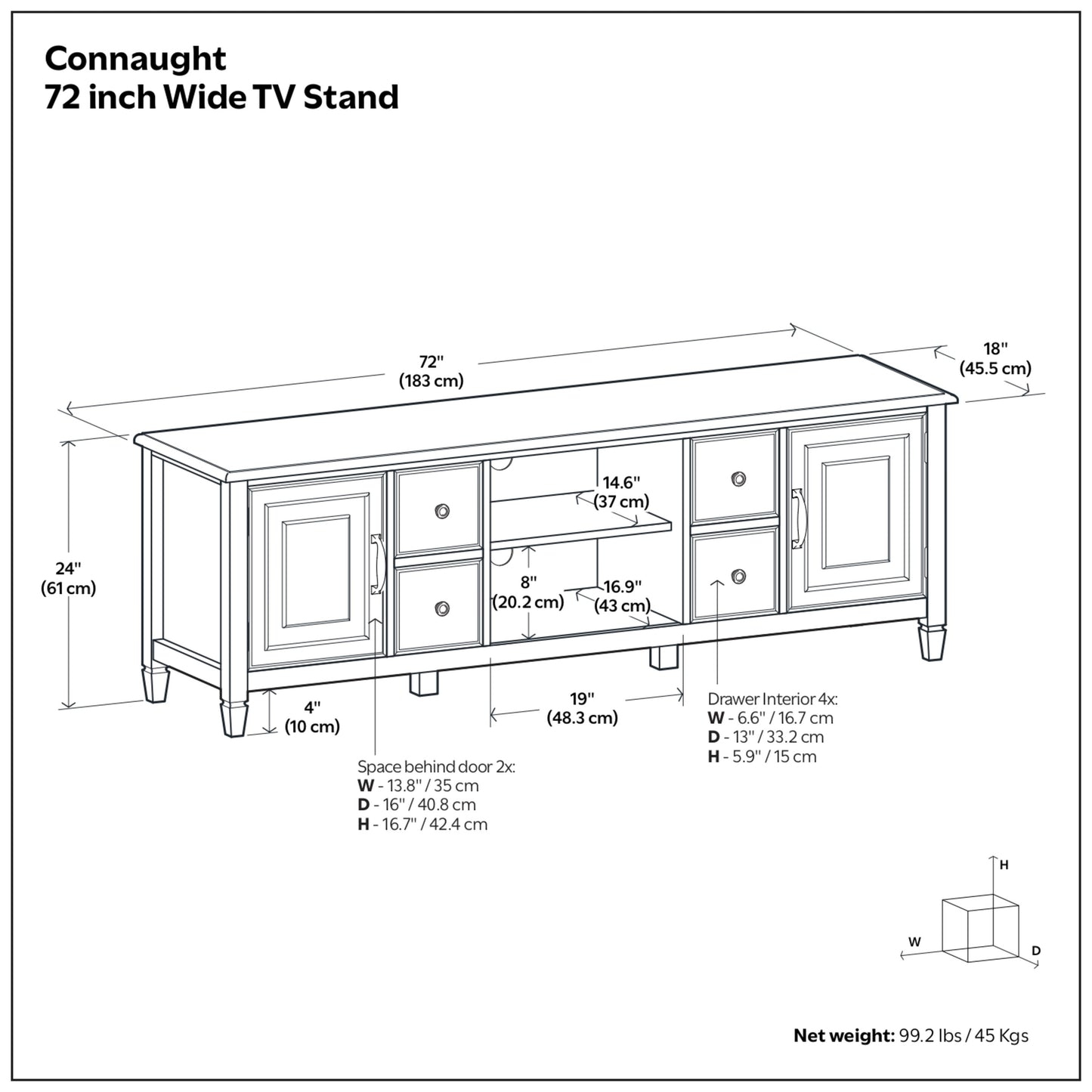 Antique White | Connaught 72 inch TV Stand