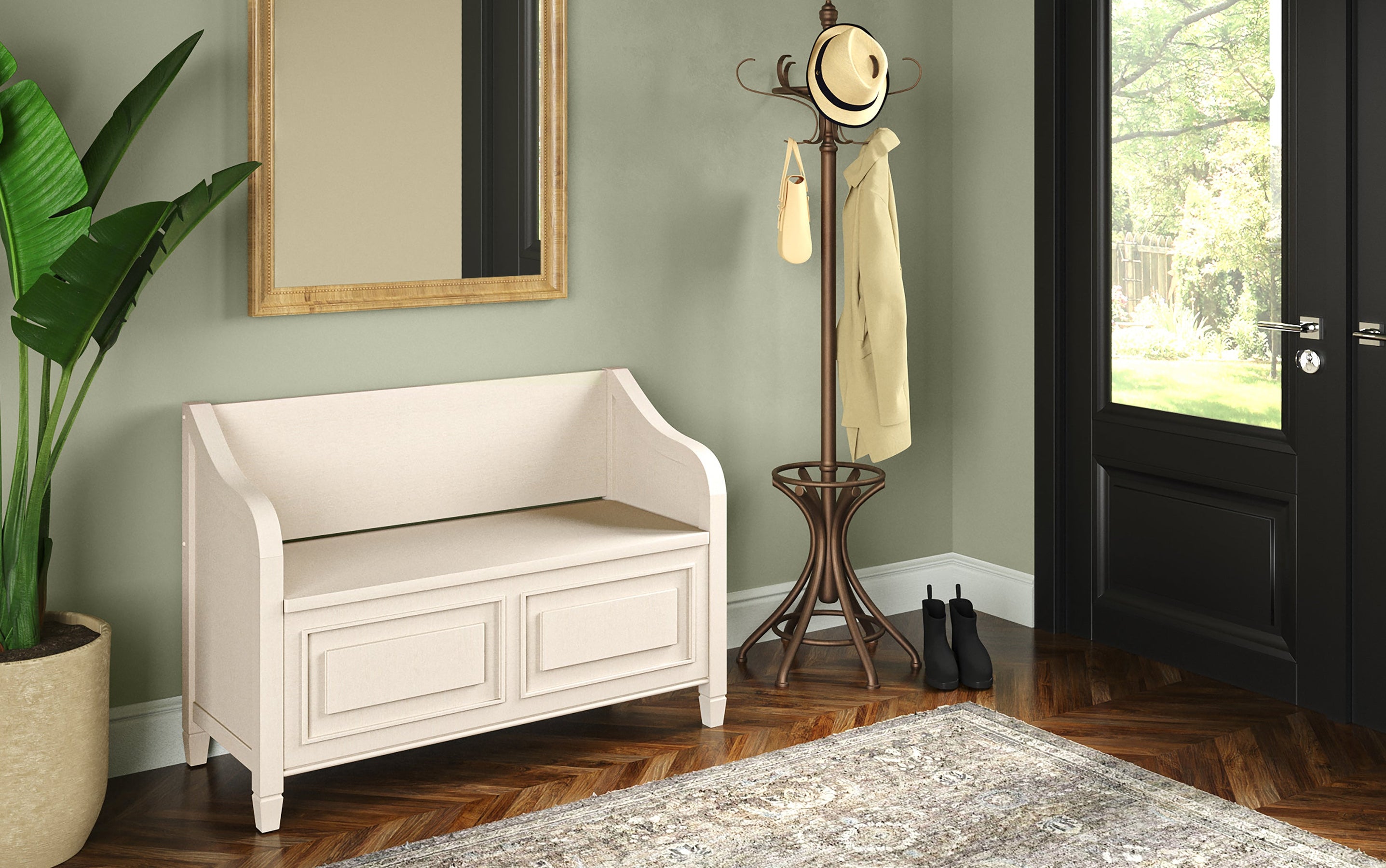 Antique White | Connaught Entryway Storage Bench