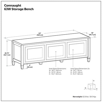 Dark Chestnut Brown | Connaught 63 inch Large Storage Bench Trunk