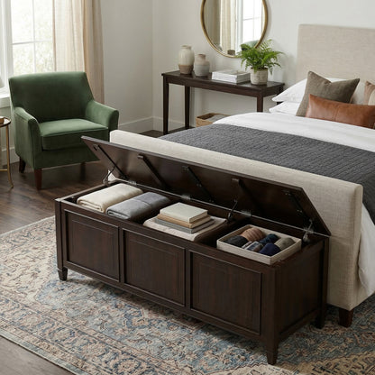Dark Chestnut Brown | Connaught 63 inch Large Storage Bench Trunk