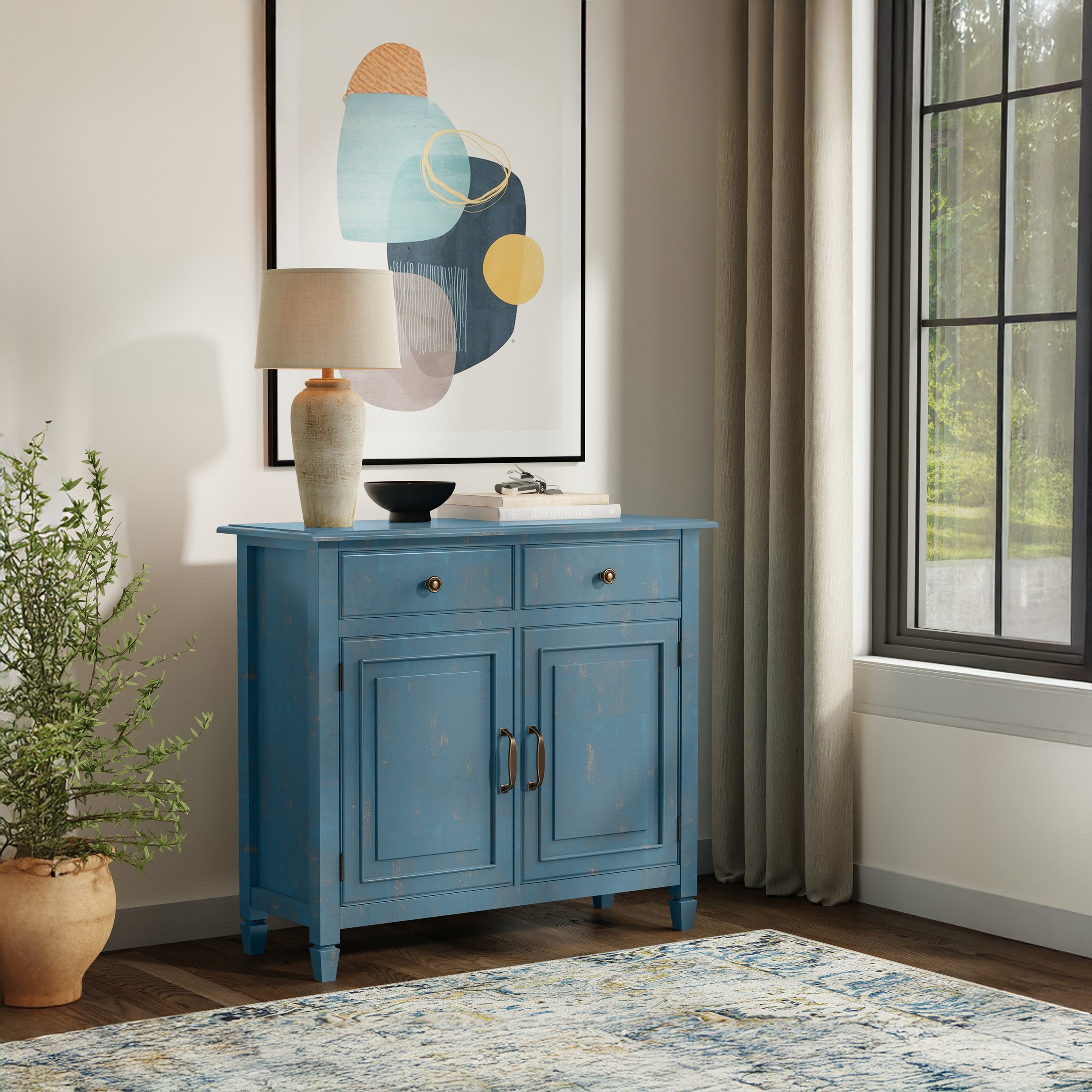 Distressed Coastal Blue | Connaught Entryway Storage Cabinet