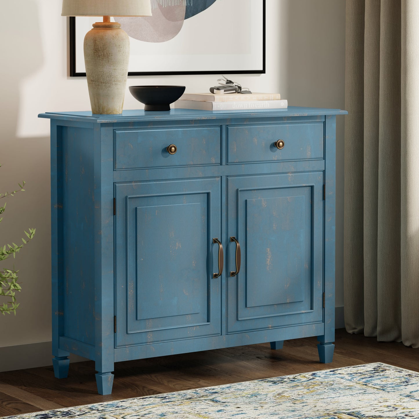 Distressed Coastal Blue | Connaught Entryway Storage Cabinet