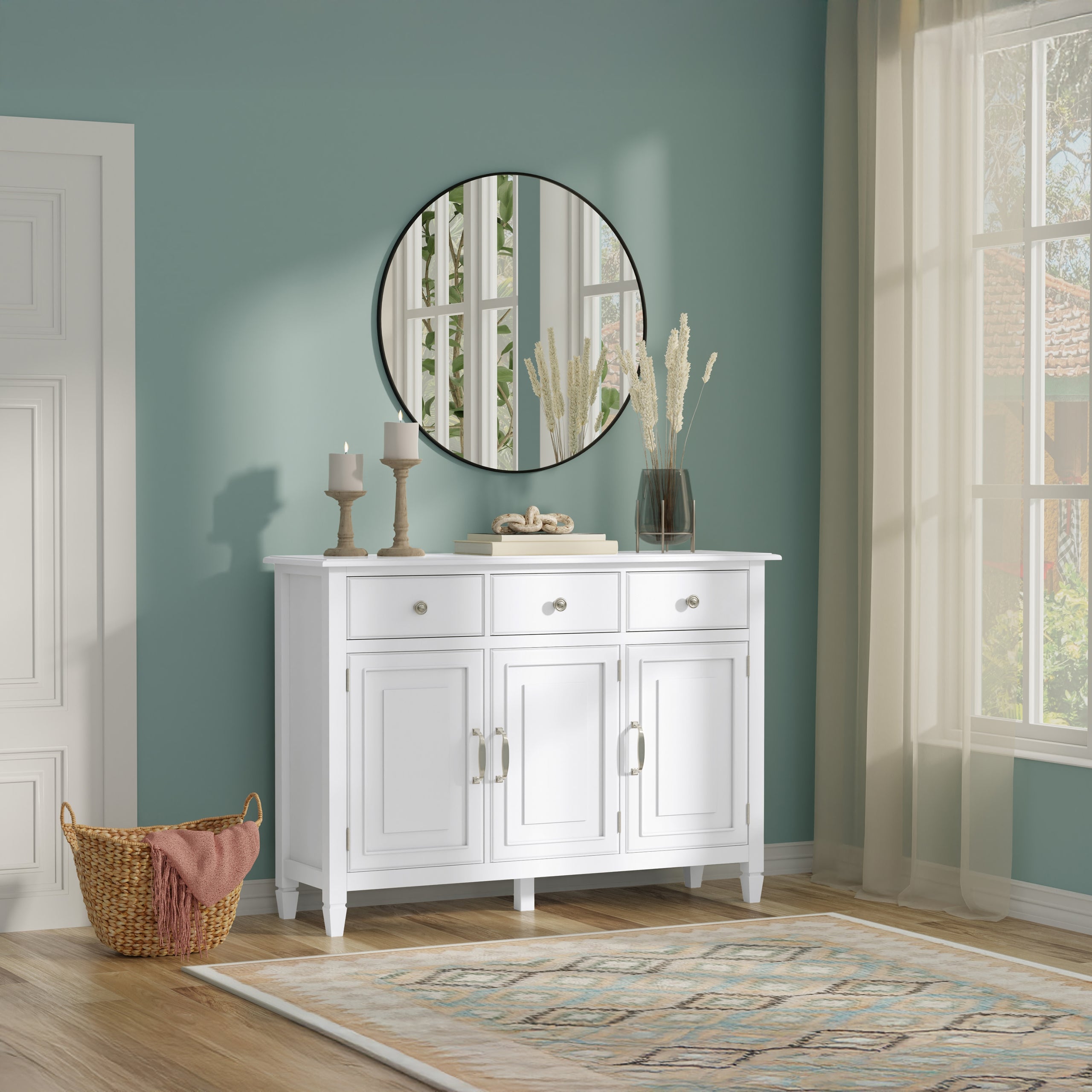 Antique White | Connaught Wide Entryway Storage Cabinet