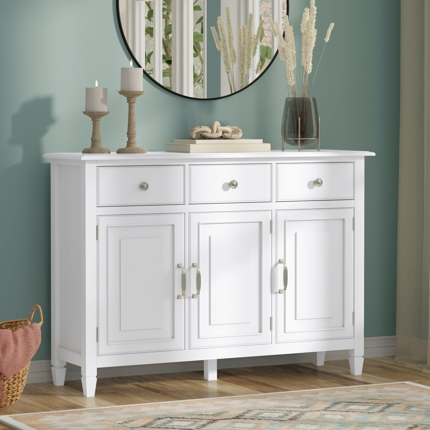 Antique White | Connaught Wide Entryway Storage Cabinet