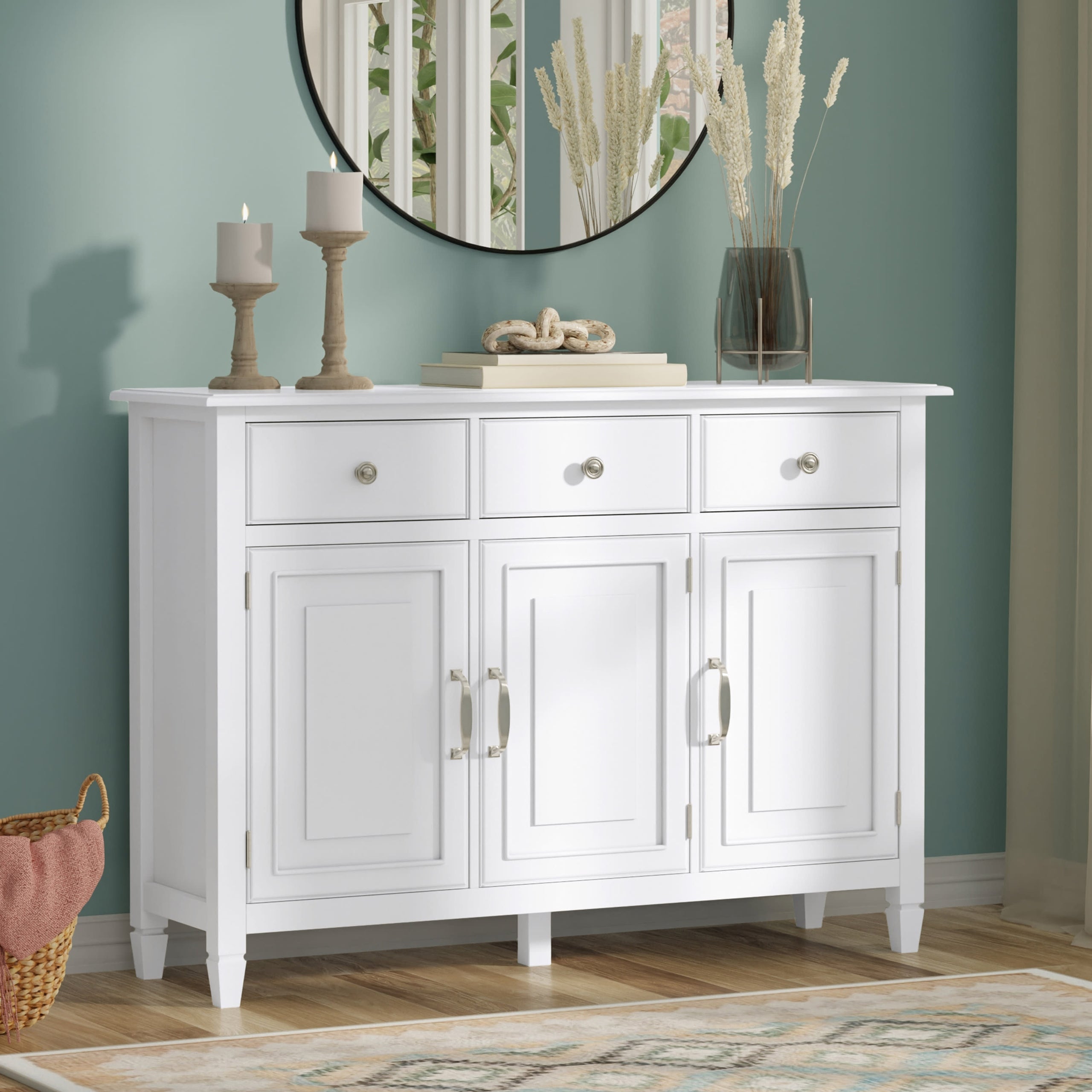 Antique White | Connaught Wide Entryway Storage Cabinet