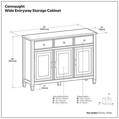 Dark Chestnut Brown | Connaught Wide Entryway Storage Cabinet