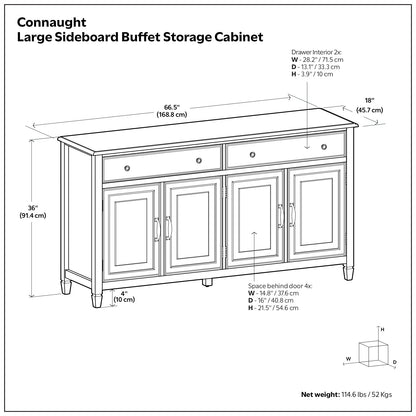 Black | Connaught Large Sideboard Buffet Storage Cabinet