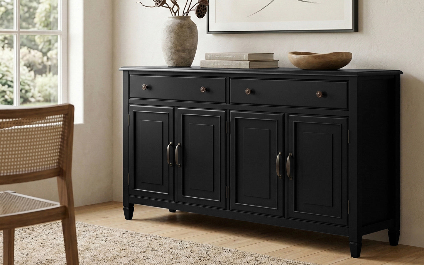 Black | Connaught Large Sideboard Buffet Storage Cabinet