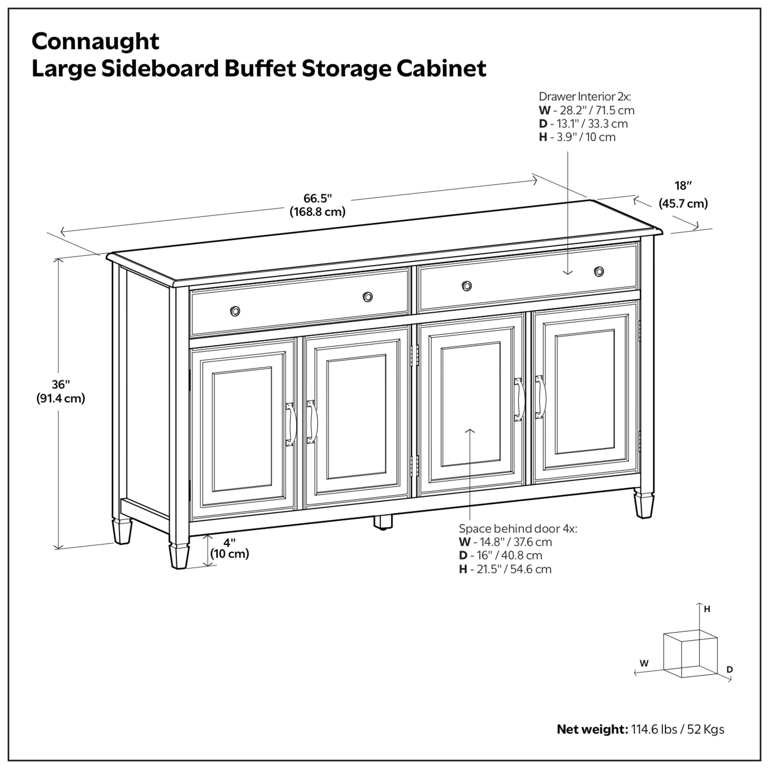 Dark Chestnut Brown | Connaught Large Sideboard Buffet Storage Cabinet