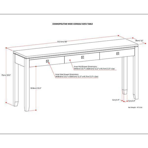 Mahogany Brown | Cosmopolitan Wide Console Sofa Table