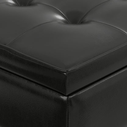 Midnight Black Vegan Leather | Cosmopolitan Ottoman Bench in Vegan Leather