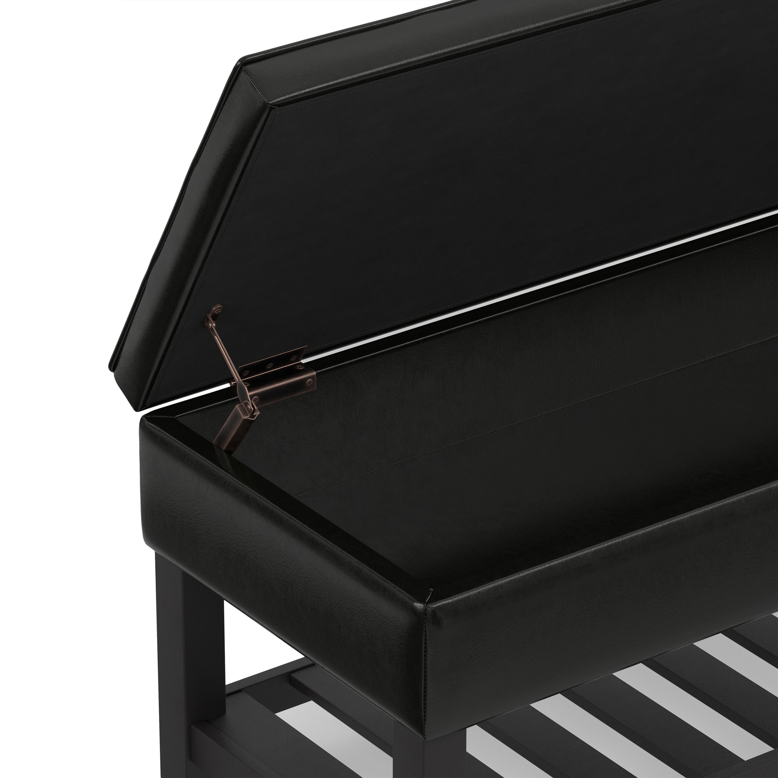 Midnight Black Vegan Leather | Cosmopolitan Ottoman Bench in Vegan Leather