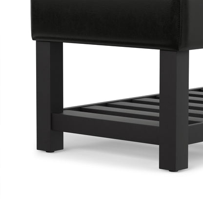 Midnight Black Vegan Leather | Cosmopolitan Ottoman Bench in Vegan Leather