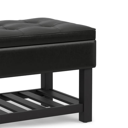 Midnight Black Vegan Leather | Cosmopolitan Ottoman Bench in Vegan Leather