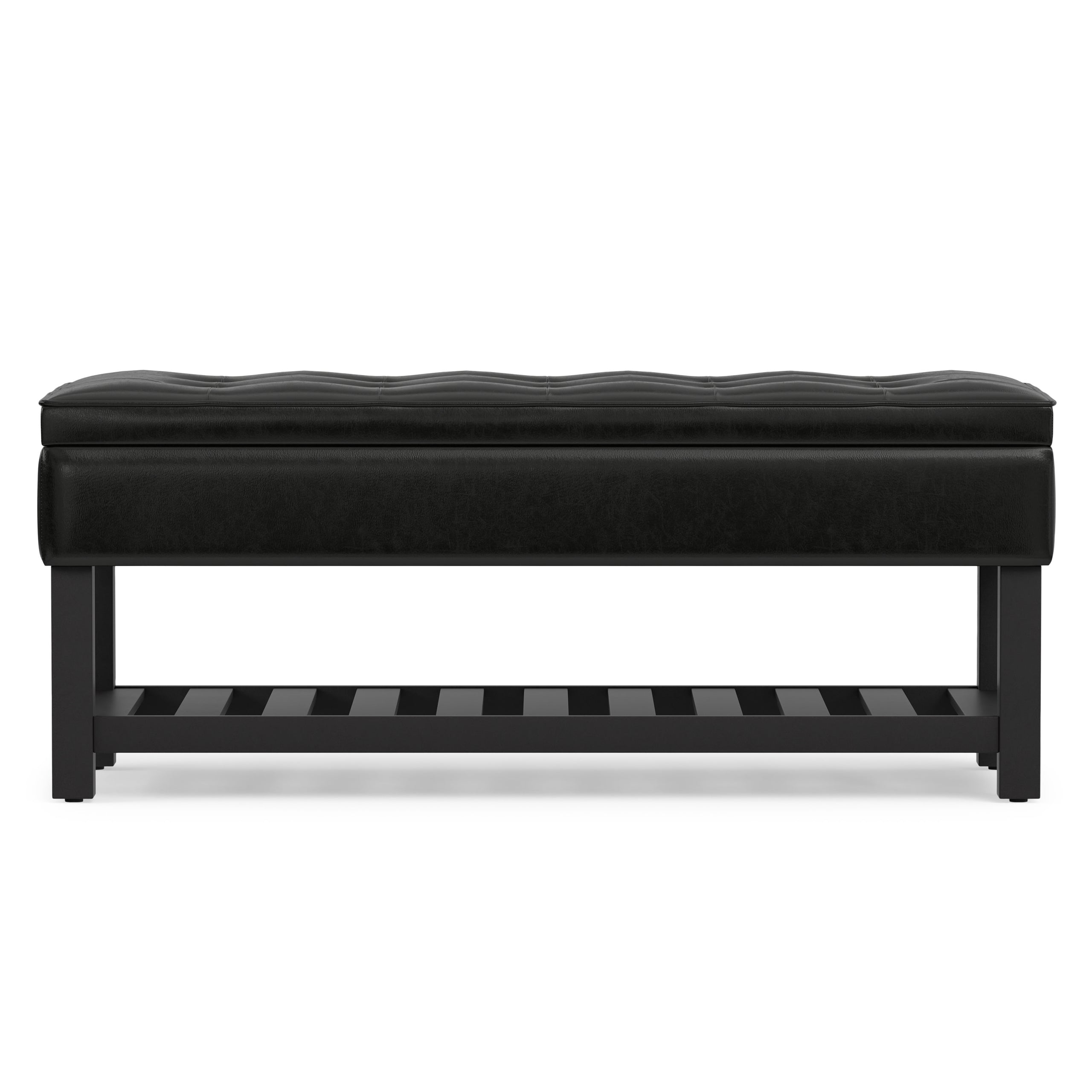 Midnight Black Vegan Leather | Cosmopolitan Ottoman Bench in Vegan Leather