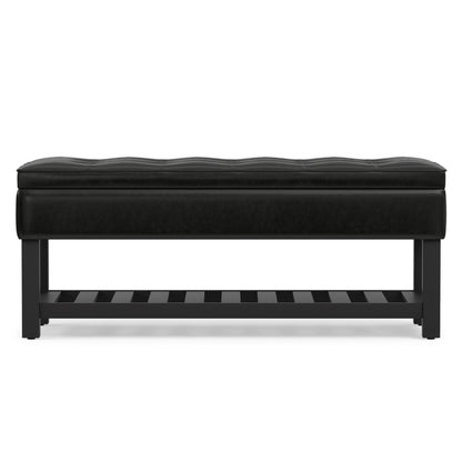 Midnight Black Vegan Leather | Cosmopolitan Ottoman Bench in Vegan Leather