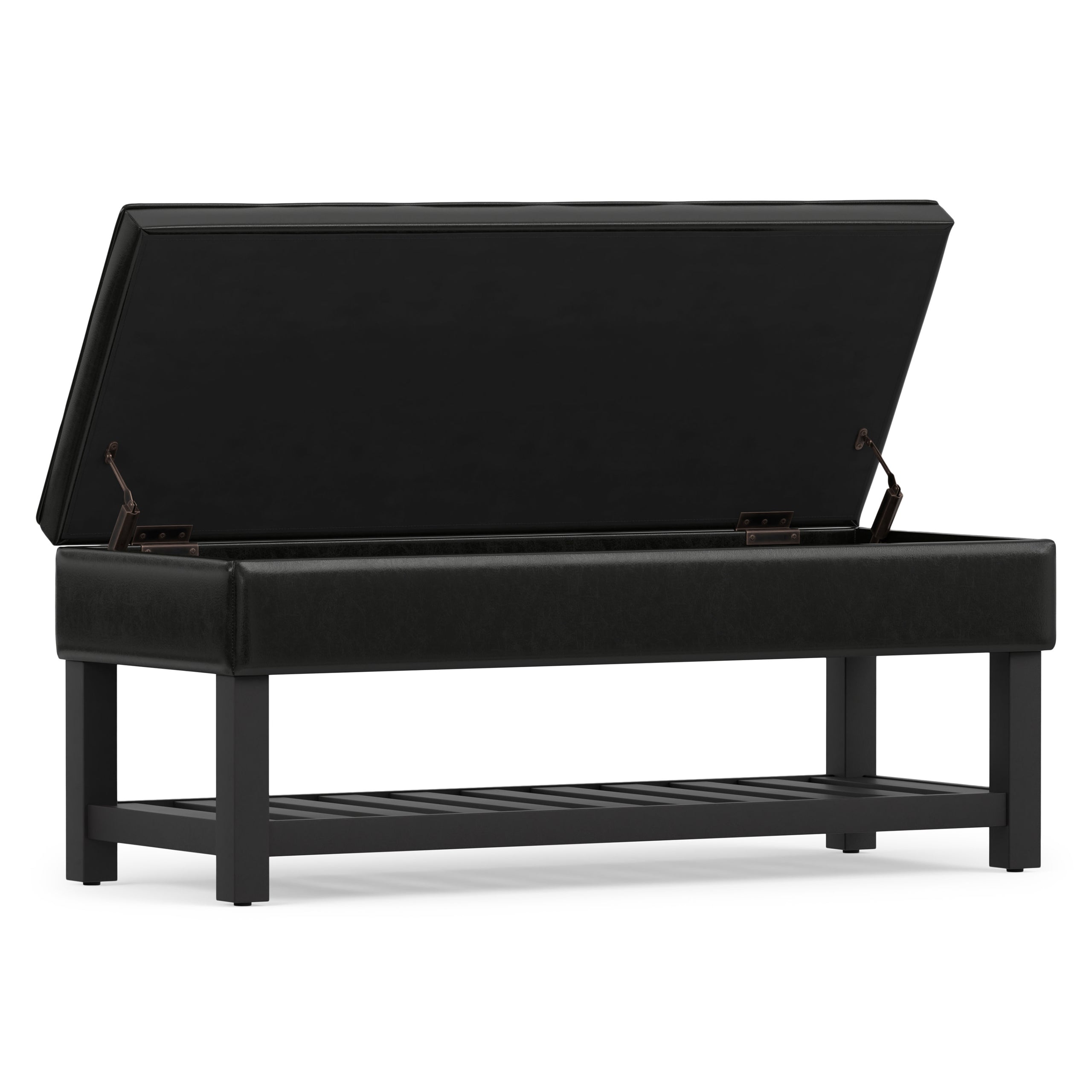 Midnight Black Vegan Leather | Cosmopolitan Ottoman Bench in Vegan Leather