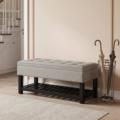 Cloud Grey Linen Style Fabric | Cosmopolitan Ottoman Bench in Linen